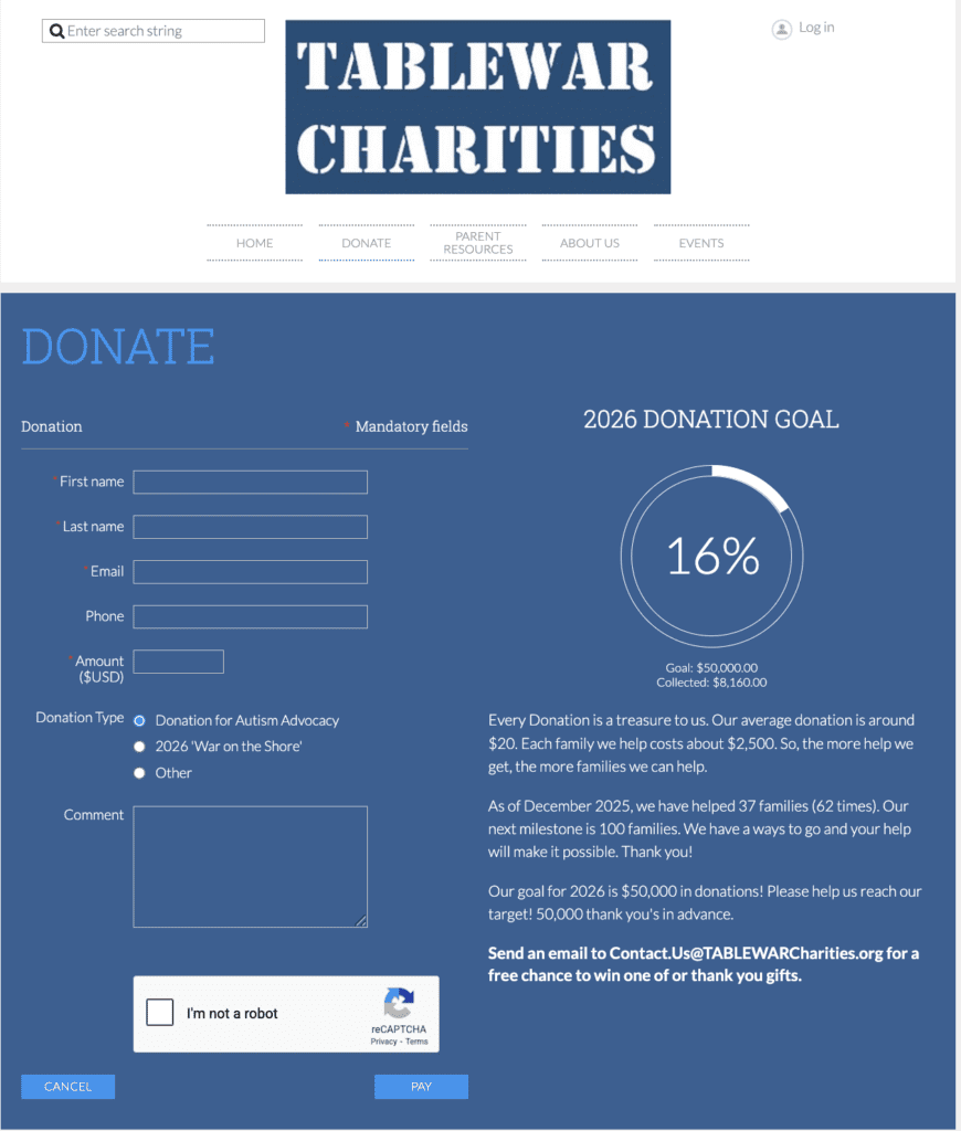 Tablewar Charities